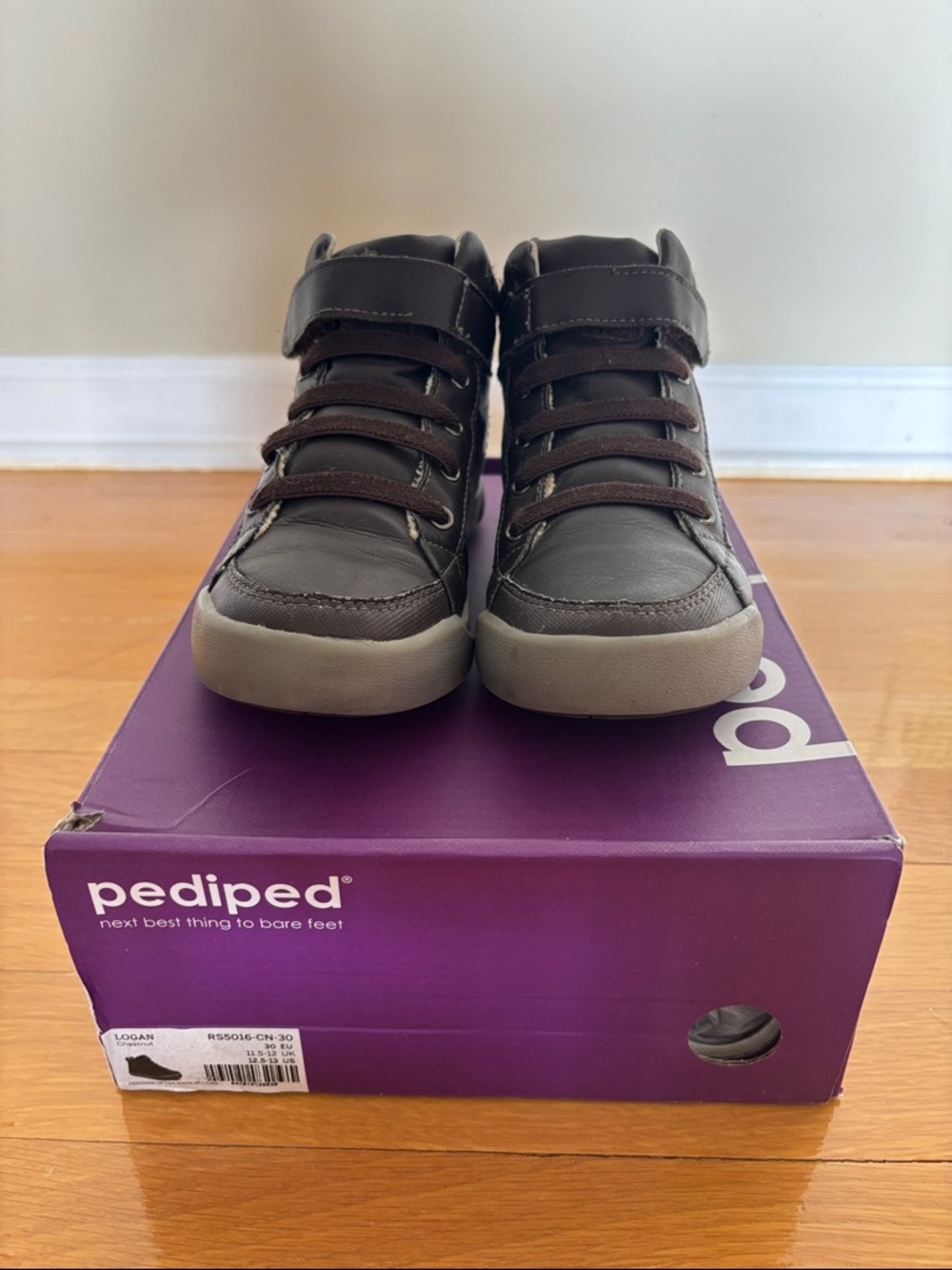 Pediped Flex Logan Chestnut Brown High Top Sneakers - EU 30 / US 12.5-13